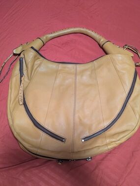 Large Yellow Leather Oryany Hobo Shoulder Bag Purse